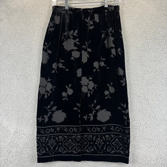 VTG Talbots Maxi Skirt 8 Silk Velvet Burnout Floral Whimsygoth Feminine Cocktail - Picture 4 of 10